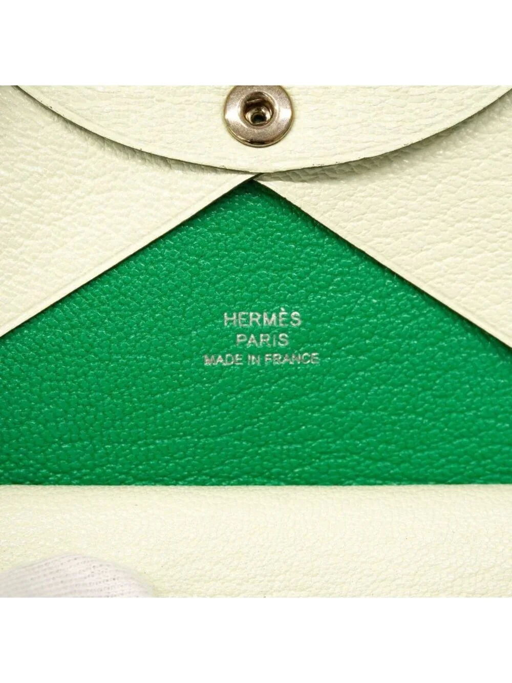 Hermes Coin Case Calvi Duo Chevre Mysore Vert Fizz Mint Silver